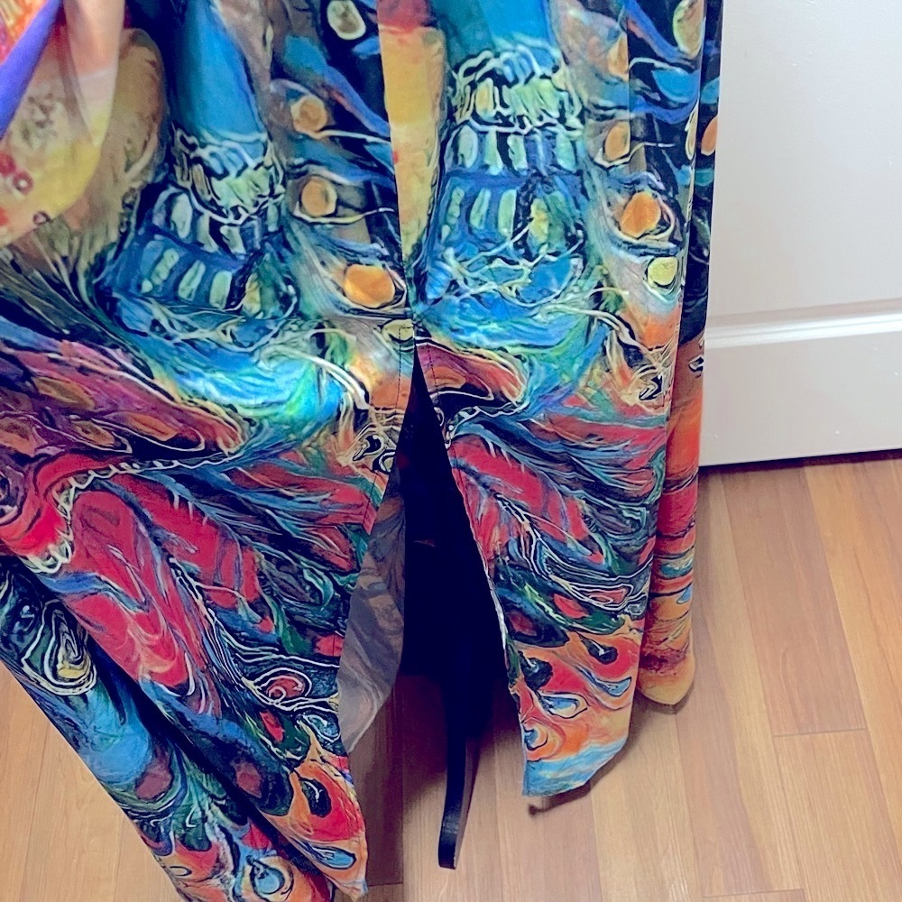 Vibrant Peacock Sleeveless One Shoulder Maxi Dress. Size Large - Picture 6 of 11